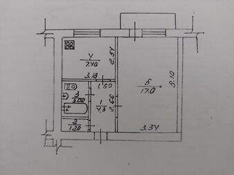 1-комн. вторичка, 34 м<sup>2</sup>, поверх 5/5